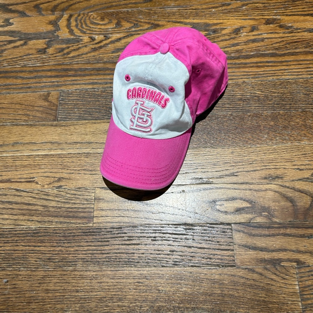 Pink and White Sporty Baseball Hat with Curved Brim